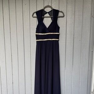 Blonde Nites Blue PromDress with Gold Accents Size 7